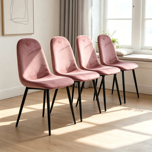 English Elm Dining Chairs Set of 4 Velvet Upholstered Spoon Back Mid-century Modern Style W3732P525602