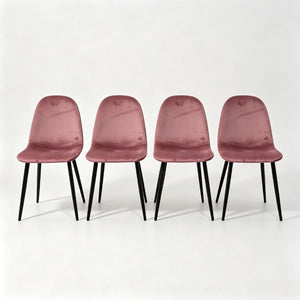 English Elm Dining Chairs Set of 4 Velvet Upholstered Spoon Back Mid-century Modern Style W3732P525602