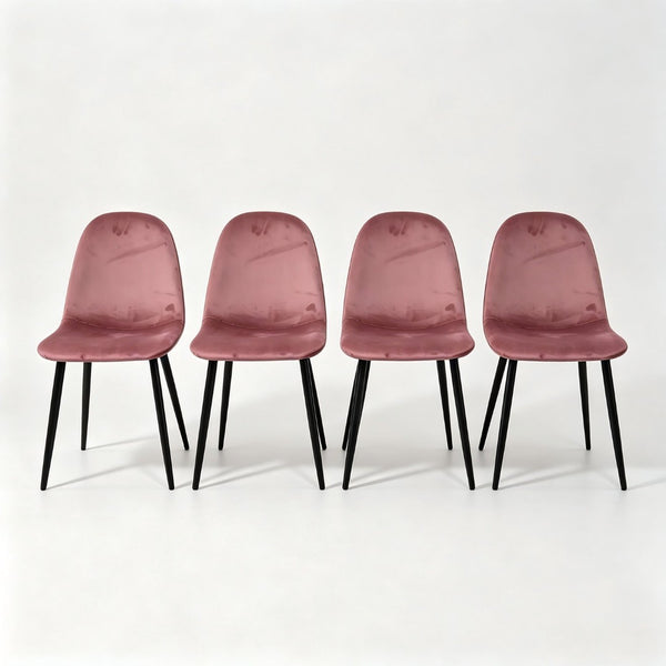 English Elm Dining Chairs Set of 4 Velvet Upholstered Spoon Back Mid-century Modern Style W3732P525602