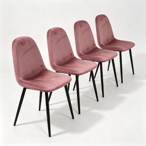 English Elm Dining Chairs Set of 4 Velvet Upholstered Spoon Back Mid-century Modern Style W3732P525602