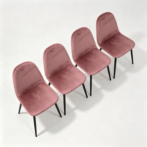 English Elm Dining Chairs Set of 4 Velvet Upholstered Spoon Back Mid-century Modern Style W3732P525602