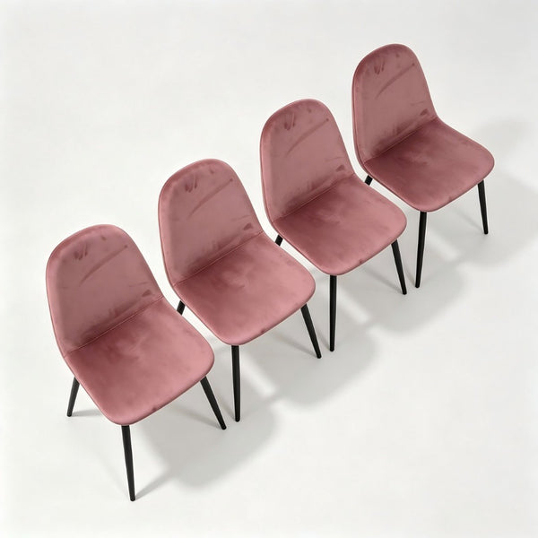 English Elm Dining Chairs Set of 4 Velvet Upholstered Spoon Back Mid-century Modern Style W3732P525602