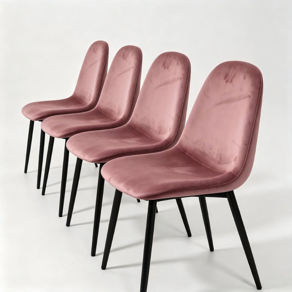English Elm Dining Chairs Set of 4 Velvet Upholstered Spoon Back Mid-century Modern Style W3732P525602