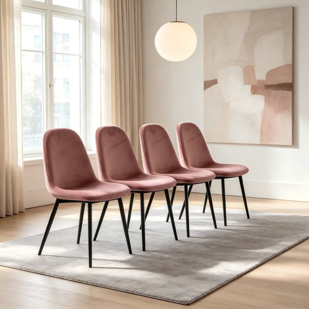 English Elm Dining Chairs Set of 4 Velvet Upholstered Spoon Back Mid-century Modern Style W3732P525602