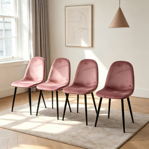 English Elm Dining Chairs Set of 4 Velvet Upholstered Spoon Back Mid-century Modern Style W3732P525602