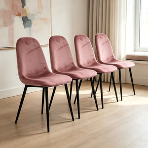 English Elm Dining Chairs Set of 4 Velvet Upholstered Spoon Back Mid-century Modern Style W3732P525602
