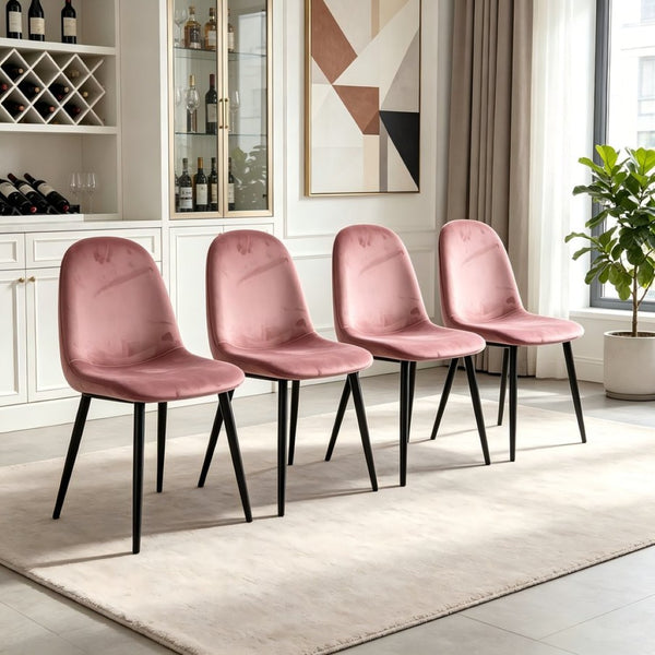 English Elm Dining Chairs Set of 4 Velvet Upholstered Spoon Back Mid-century Modern Style W3732P525602