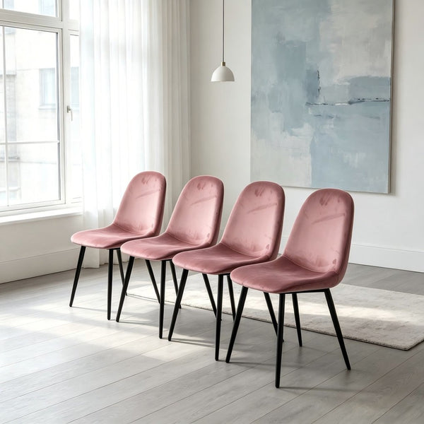 English Elm Dining Chairs Set of 4 Velvet Upholstered Spoon Back Mid-century Modern Style W3732P525602