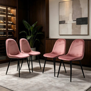 English Elm Dining Chairs Set of 4 Velvet Upholstered Spoon Back Mid-century Modern Style W3732P525602