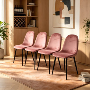 English Elm Dining Chairs Set of 4 Velvet Upholstered Spoon Back Mid-century Modern Style W3732P525602
