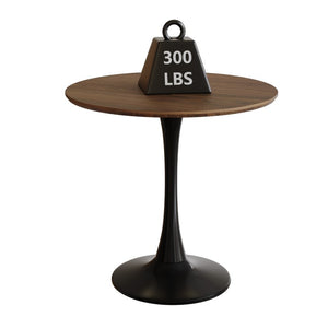 English Elm 34.65 Inch Round Walnut MDF Dining Table Mid-Century Tulip Pedestal Seats up to Four W3732P586616