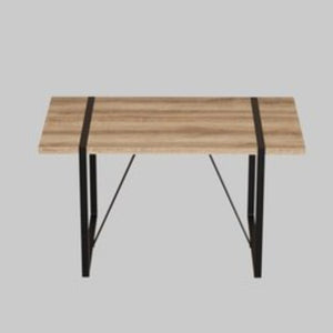 English Elm 55 Inch Industrial Farmhouse 5 Piece Dining Set with MDF Table and PU Cushioned Chairs W3732S00013