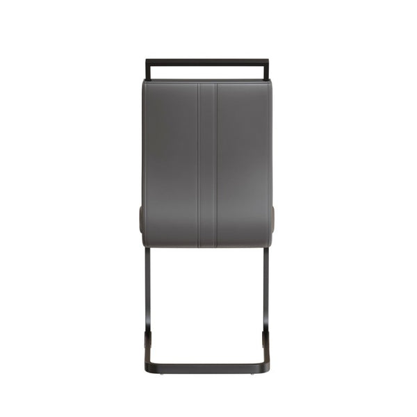 English Elm 51 Inch Rectangle Glass Top Dining Set for 4 with PU Chairs and Matte Black Legs W3732S00017