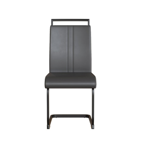 English Elm 51 Inch Rectangle Glass Top Dining Set for 4 with PU Chairs and Matte Black Legs W3732S00017