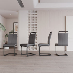 English Elm 47-63 Inch Expandable Round Dining Set with Faux Leather Chairs for Modern Kitchens Grey+White W3732S00020