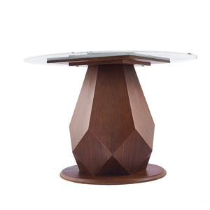 English Elm 44.88 Round Dining Table Walnut Geometric Pedestal Sintered Stone Top Seats Six Valley Gray+Gray,Walnut - A W3732S00042