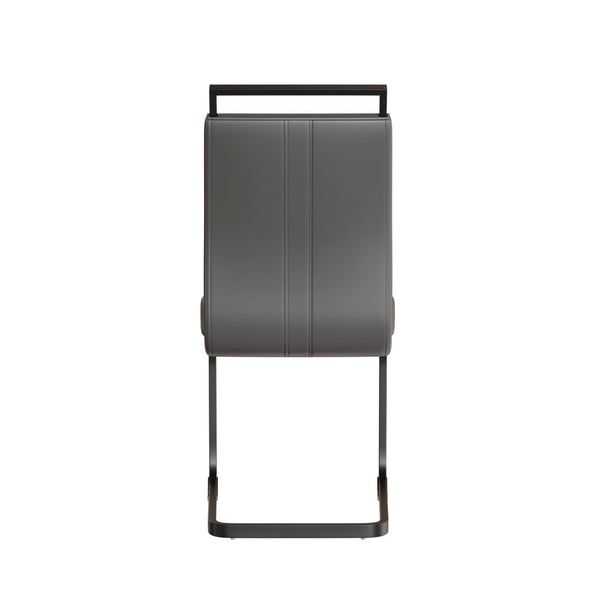 English Elm 51 Inch Modern Glass Top Dining Set Seats 4 with Pu Chairs and Black Metal Legs W3732S00067