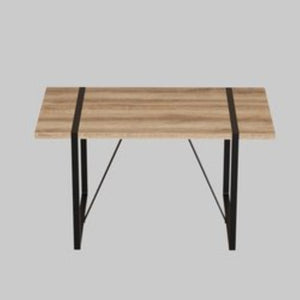English Elm 55 Inch Industrial Farmhouse Dining Set with MDF Table and Four Cushioned Armless Chairs W3732S00071