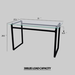 English Elm 51 Inch Modern Glass Dining Set Four Seats Tempered Top with Black Metal Frame W3732S00086
