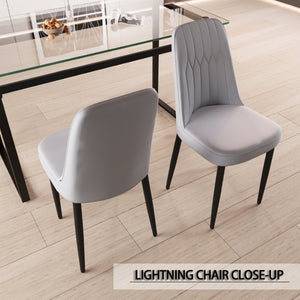 English Elm 51 Inch Modern Glass Dining Set Four Seats Tempered Top with Black Metal Frame W3732S00086