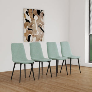 English Elm 55 Inch Mid Century Modern 5 Piece Dining Set with Linen Chairs and Metal Legs Natural Wood W3732S00089