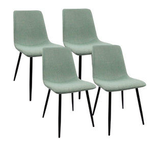English Elm 55 Inch Mid Century Modern 5 Piece Dining Set with Linen Chairs and Metal Legs Natural Wood W3732S00089