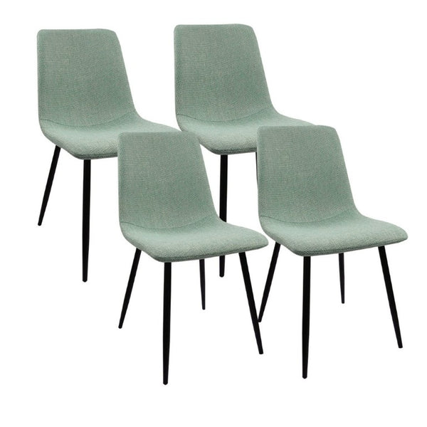 English Elm 55 Inch Mid Century Modern 5 Piece Dining Set with Linen Chairs and Metal Legs Natural Wood W3732S00089
