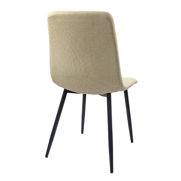 English Elm 55 Inch Mid Century Modern 5 Piece Dining Set with Linen Chairs and Metal Legs Natural+Beige W3732S00092