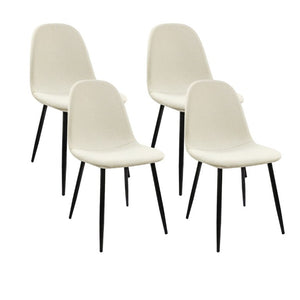 English Elm 55 Inch Mid Century Modern Dining Set with Linen Chairs and Sleek Metal Legs Seats 4 W3732S00093