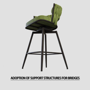 English Elm 26 Inch Swivel Barstools Set of 4 Woven Back Upholstered Seats with Metal Base W3732S00094