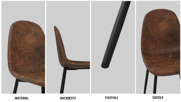 English Elm 59 Inch 5 Piece Industrial Dining Set with MDF Table Matte Black Base Suede Chairs W3732S00095
