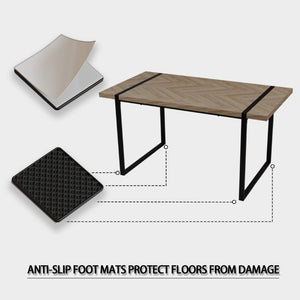 English Elm 59 Inch 5 Piece Industrial Dining Set with MDF Table Matte Black Base Suede Chairs W3732S00095