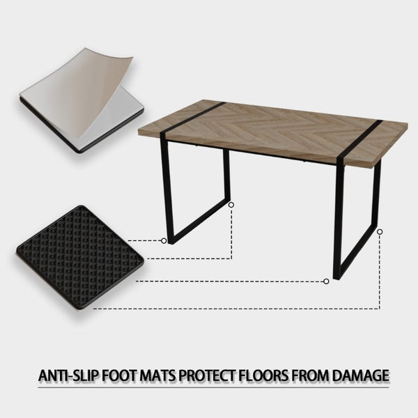 English Elm 59 Inch 5 Piece Industrial Dining Set with MDF Table Matte Black Base Suede Chairs W3732S00095