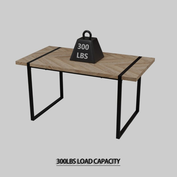 English Elm 59 Inch 5 Piece Industrial Dining Set with MDF Table Matte Black Base Suede Chairs W3732S00095