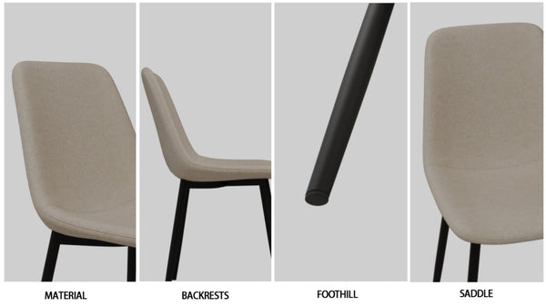 English Elm 59 Inch Light Wood MDF Dining Table Set with Four Suede Chairs and Matte Black Metal Base Beige+Brown W3732S00099