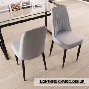 English Elm 51 Inch Rectangular Tempered Glass Dining Set for 4 with Cushioned PU Chairs Modern W3732S00103