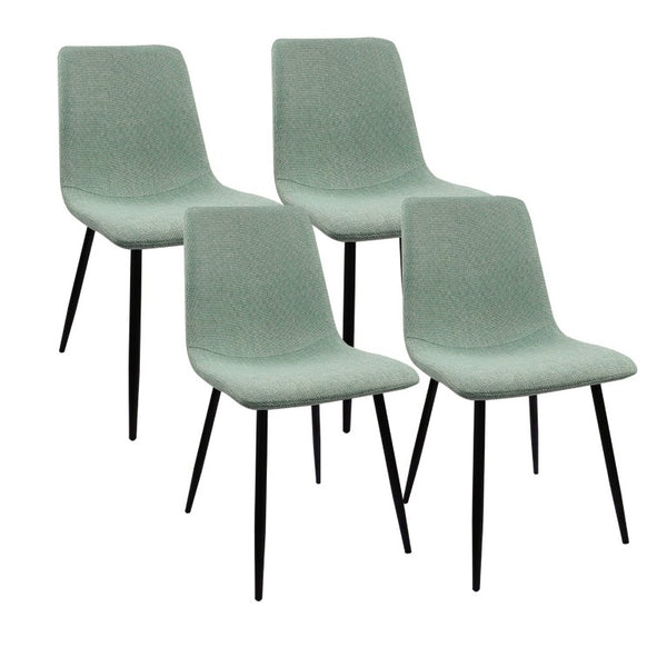 English Elm 31.5 Inch Round Tulip Pedestal Dining Set Seating Four with Linen Upholstered Chairs W3732S00116