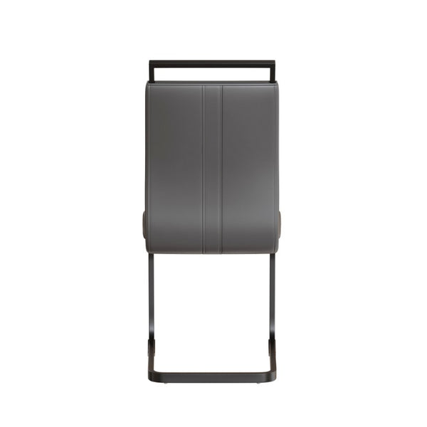 English Elm 51 Inch Tempered Glass Dining Set Seats Four with PU Chairs and Black Metal Legs W3732S00122