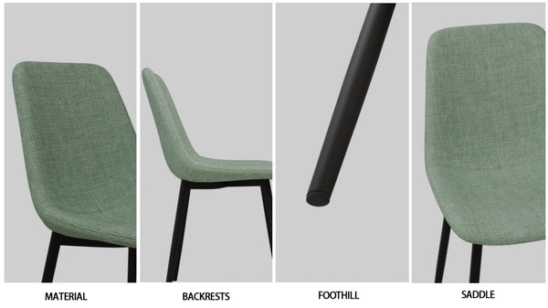 English Elm 59 Inch Modern Farmhouse Dining Set with MDF Table Suede High-Back Chairs Matte Base Brown+Green W3732S00131