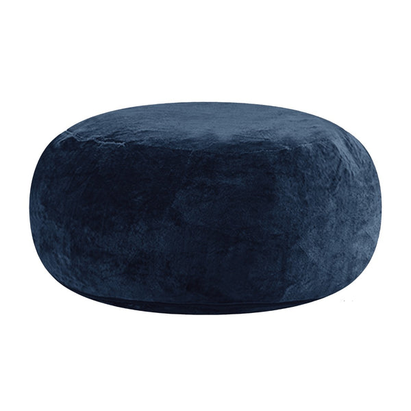 English Elm Round Floral Bean Bag Chair Oversized Body Contouring Lounge Seat for Living Spaces Blue W3737P459435
