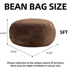 English Elm Round Floral Bean Bag Chair Oversized Body Contouring Lounge Seat for Living Spaces Coffee W3737P460365