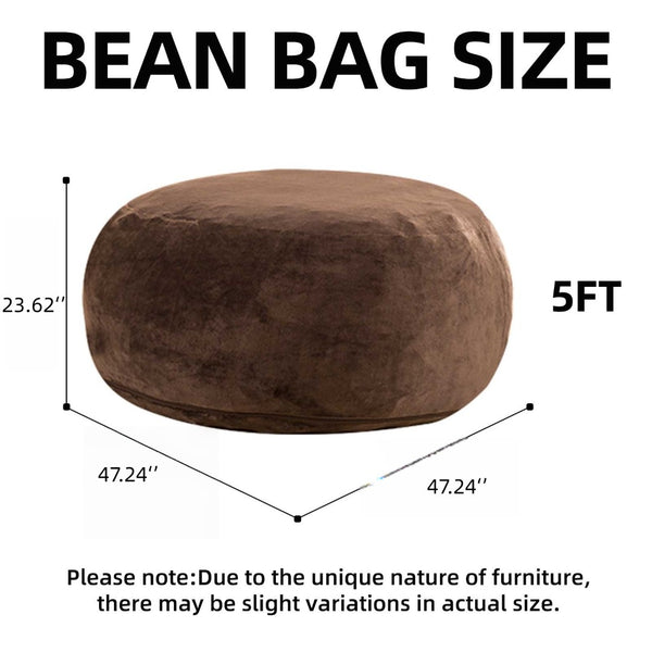 English Elm Round Floral Bean Bag Chair Oversized Body Contouring Lounge Seat for Living Spaces Coffee W3737P460365