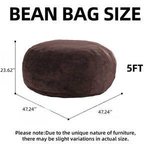 English Elm Round Floral Bean Bag Chair Oversized Body Contouring Lounge Seat for Living Spaces Brown W3737P460409