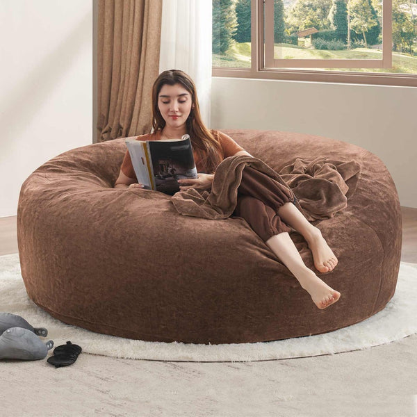 English Elm 6ft Round Memory Foam Bean Bag Soft Flannel Lounge Chair for Dorm Bedroom Living Room Coffee W3737P490296
