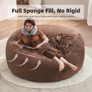 English Elm 6ft Round Memory Foam Bean Bag Soft Flannel Lounge Chair for Dorm Bedroom Living Room Coffee W3737P490296