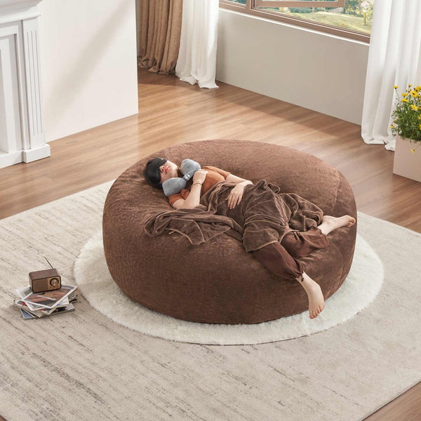 English Elm 6ft Round Memory Foam Bean Bag Soft Flannel Lounge Chair for Dorm Bedroom Living Room Coffee W3737P490296