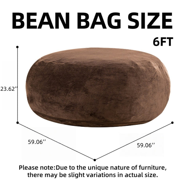 English Elm 6ft Round Memory Foam Bean Bag Soft Flannel Lounge Chair for Dorm Bedroom Living Room Coffee W3737P490296