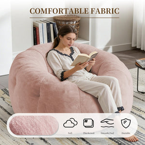 English Elm Round Floral Bean Bag Chair Oversized Body Contouring Lounge Seat for Living Spaces Pink W3737P491798