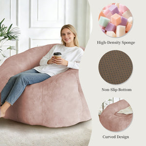 English Elm Round Floral Bean Bag Chair Oversized Body Contouring Lounge Seat for Living Spaces Pink W3737P491798