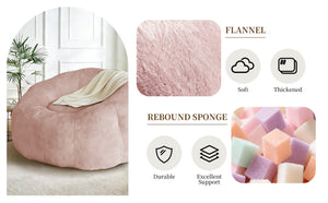 English Elm Round Floral Bean Bag Chair Oversized Body Contouring Lounge Seat for Living Spaces Pink W3737P491798